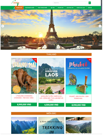 thiet ke website du lich mau cua vietkite travel