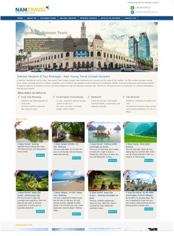 mau giao dien website cua nam travel khi thiet ke website du lich