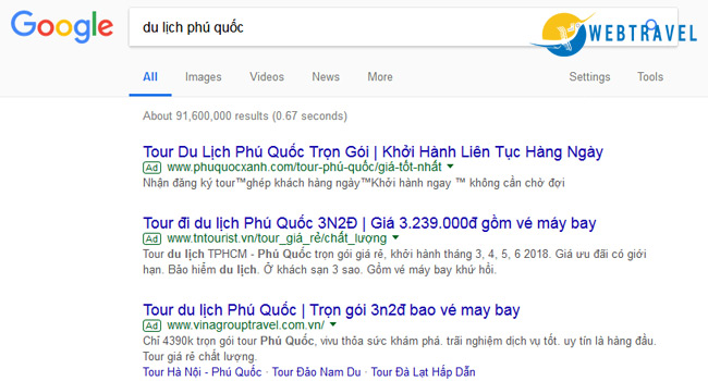 Kinh nghiệm marketing online trong ngành du lịch - google ads